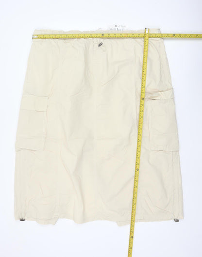 Marks & Spencer Women Beige UK 24 Long Cargo Skirt Drawstring Pockets