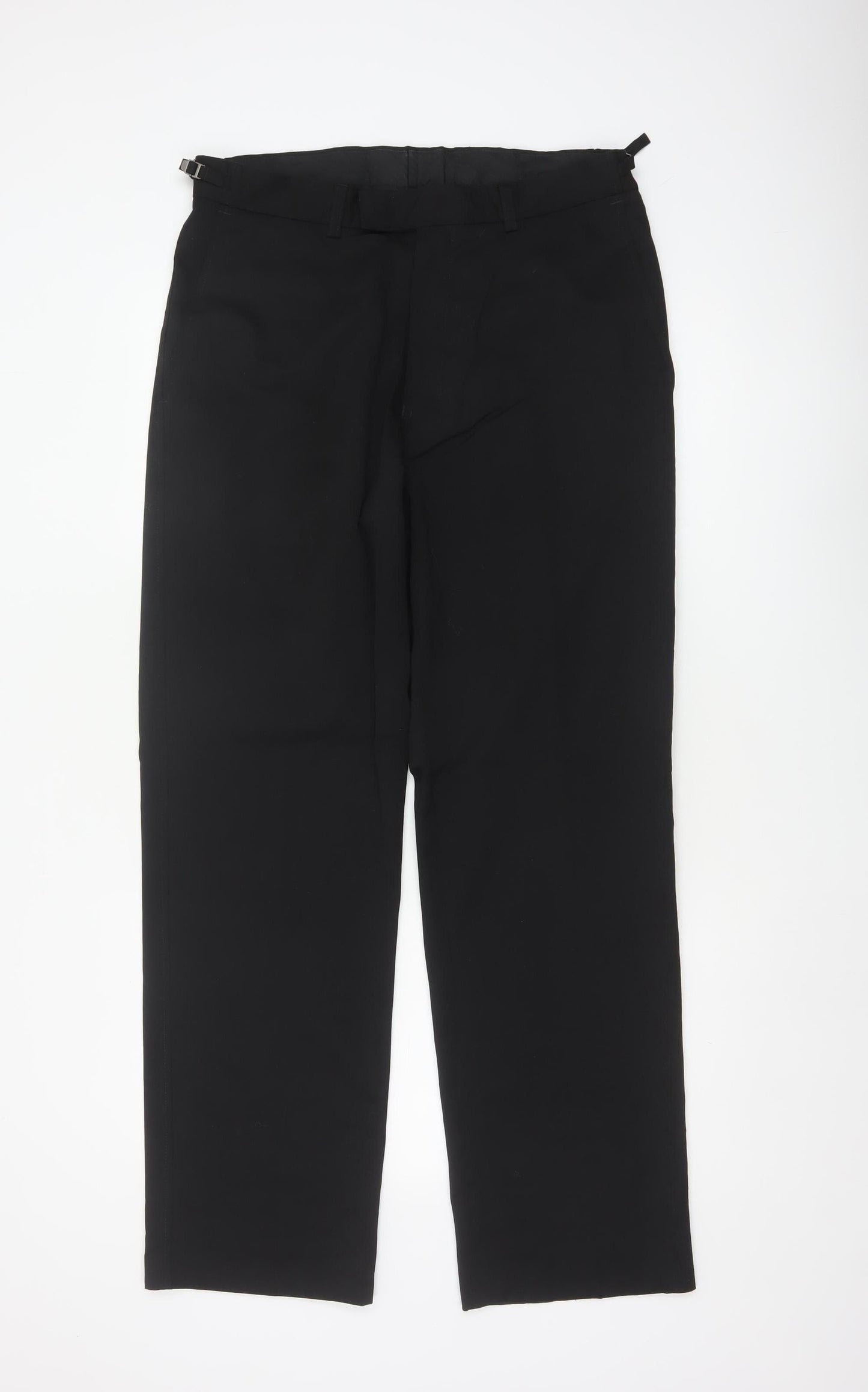 George Men’s Black 34 Regular Straight Dress Trousers Adjustable Waist