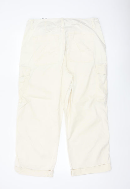 Marks & Spencer Women Beige Size 16 Long Cargo Cropped Trousers