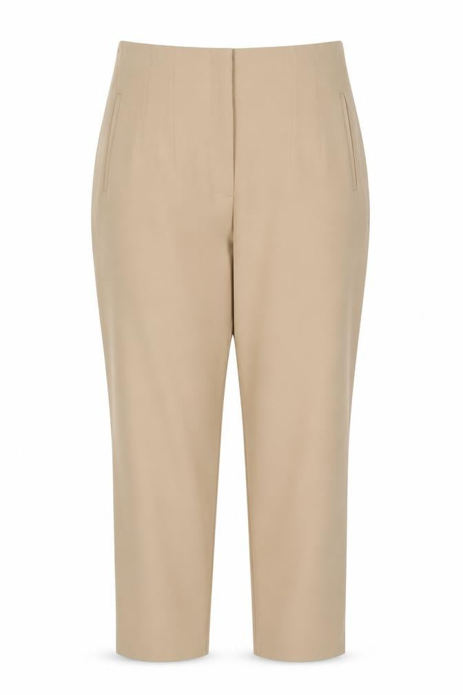 Zara Women Beige UK 14 High Rise Tapered Tailored Trousers