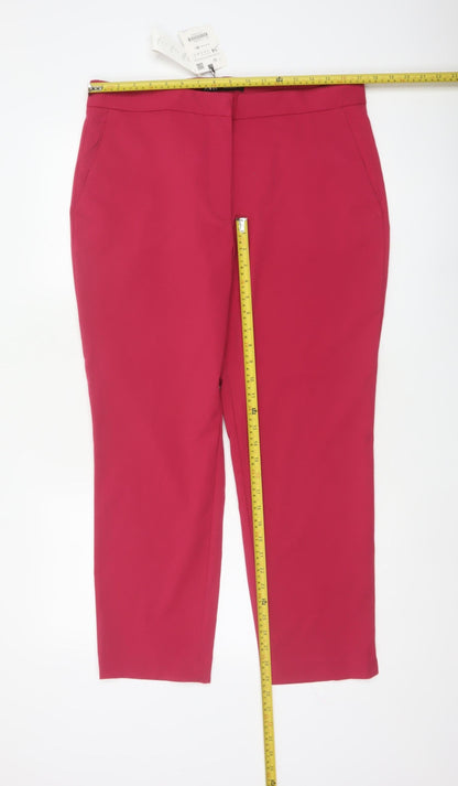 Zara Women Red Size 16 High Rise Tapered Tailored Trousers