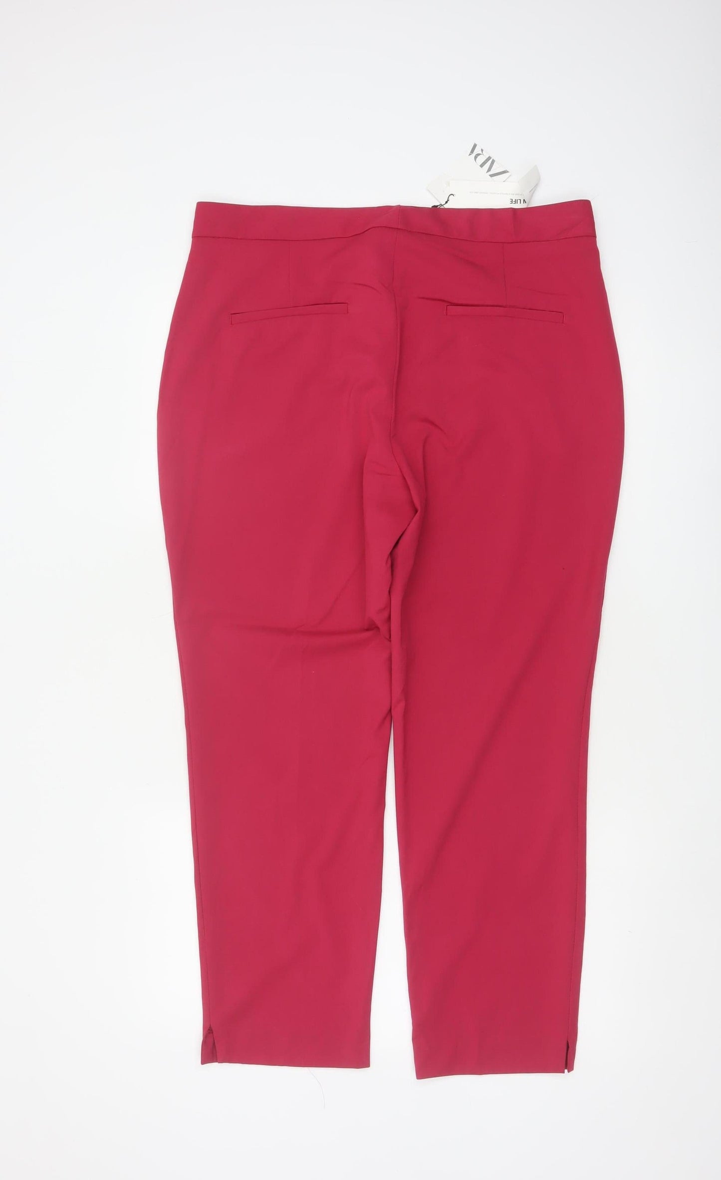 Zara Women Red Size 16 High Rise Tapered Tailored Trousers