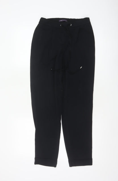 M&S Women Black UK 6 Tapered Drawstring Cuffed Jogger Trousers