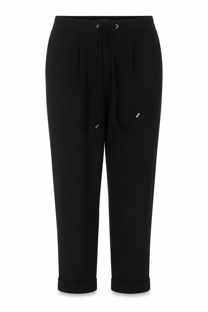 Marks & Spencer Women Black UK 6 Tapered Drawstring Cuffed Jogger Trousers