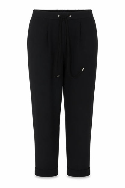 Marks & Spencer Women Black UK 6 Tapered Drawstring Cuffed Jogger Trousers