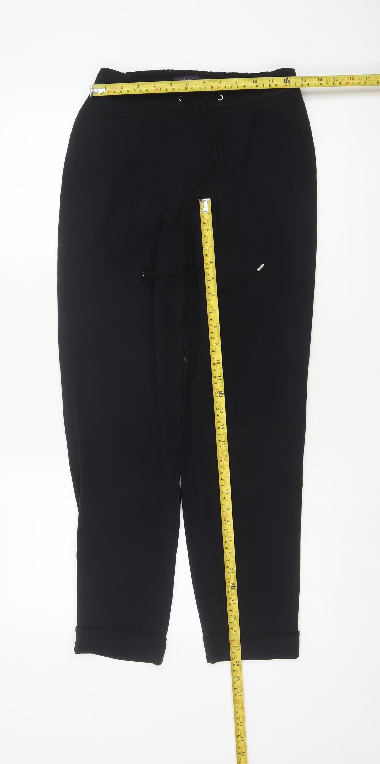 M&S Women Black UK 6 Tapered Drawstring Cuffed Jogger Trousers