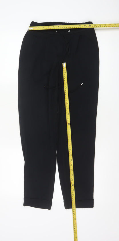 M&S Women Black UK 6 Tapered Drawstring Cuffed Jogger Trousers