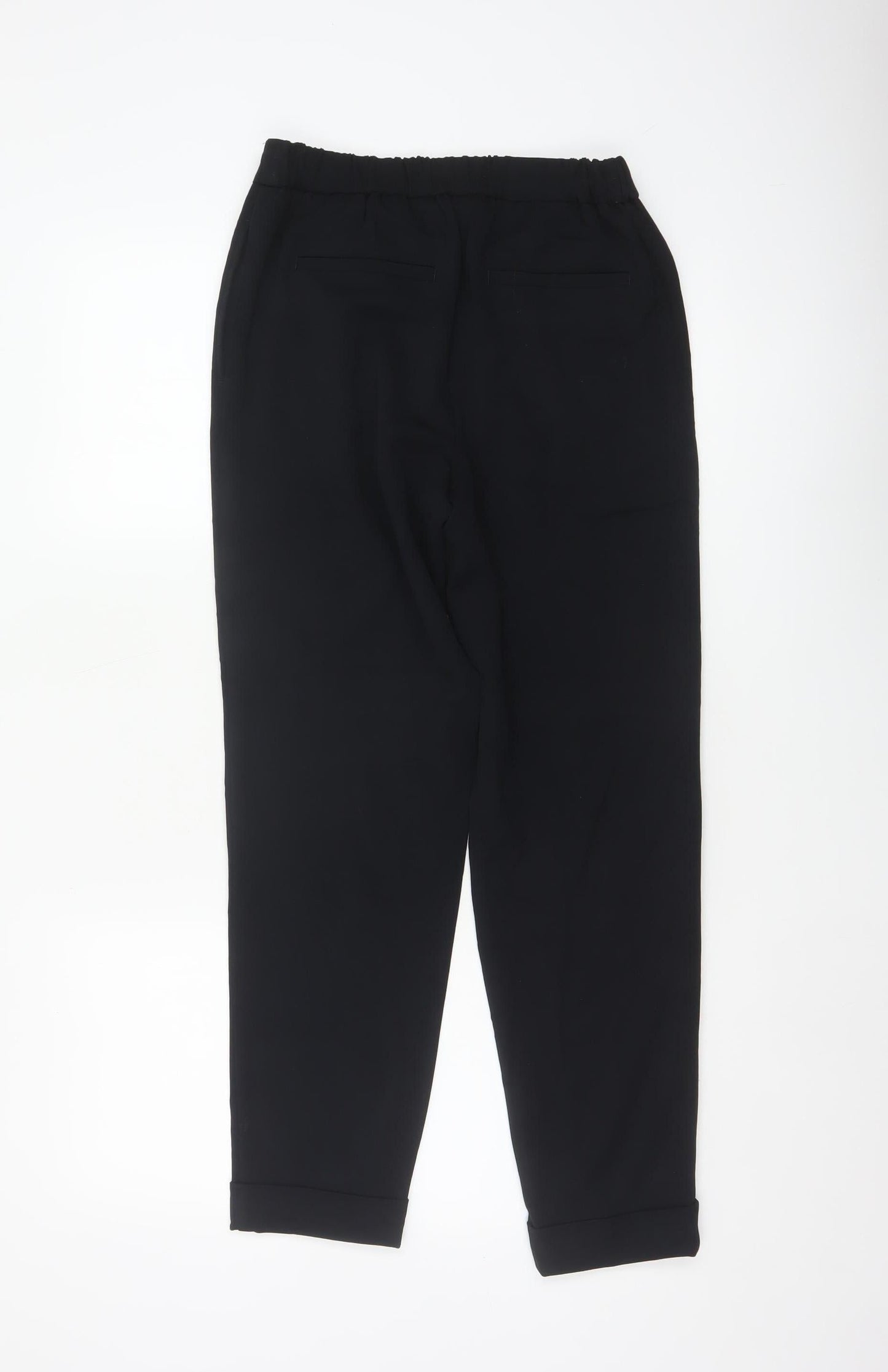 M&S Women Black UK 6 Tapered Drawstring Cuffed Jogger Trousers