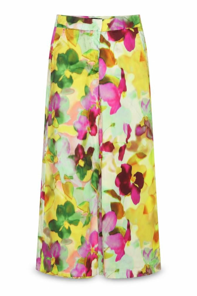 Zara Women Multicoloured UK 8 Floral Wide-Leg Trousers High Rise