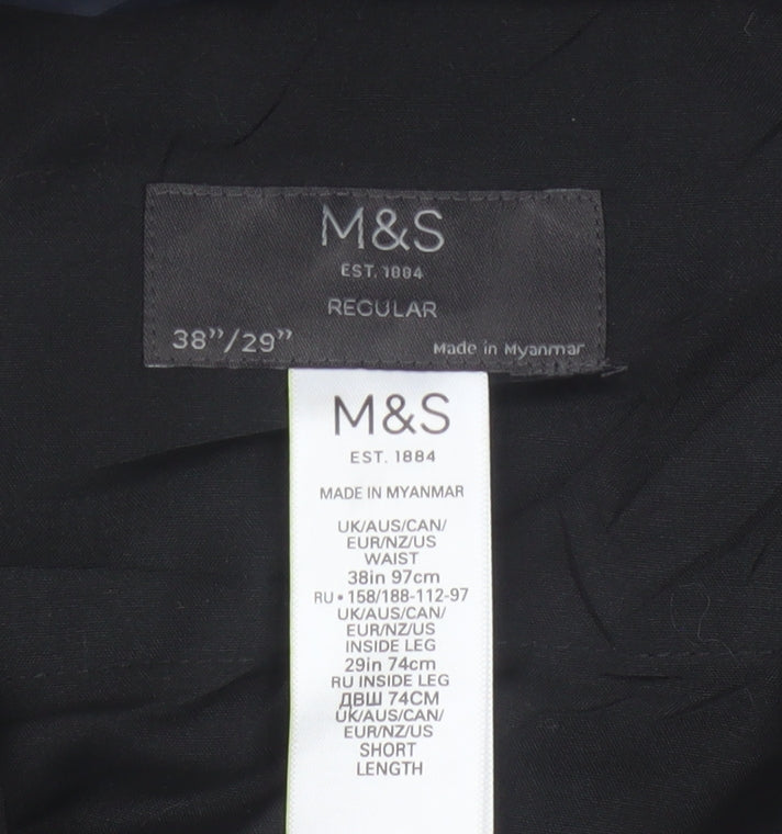 Marks & Spencer Men’s Black 38in Regular Fit Dress Trousers 29in Leg