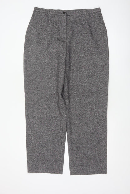 Viyella Women’s Grey Tweed Fleck Straight Trousers UK 16 Workwear