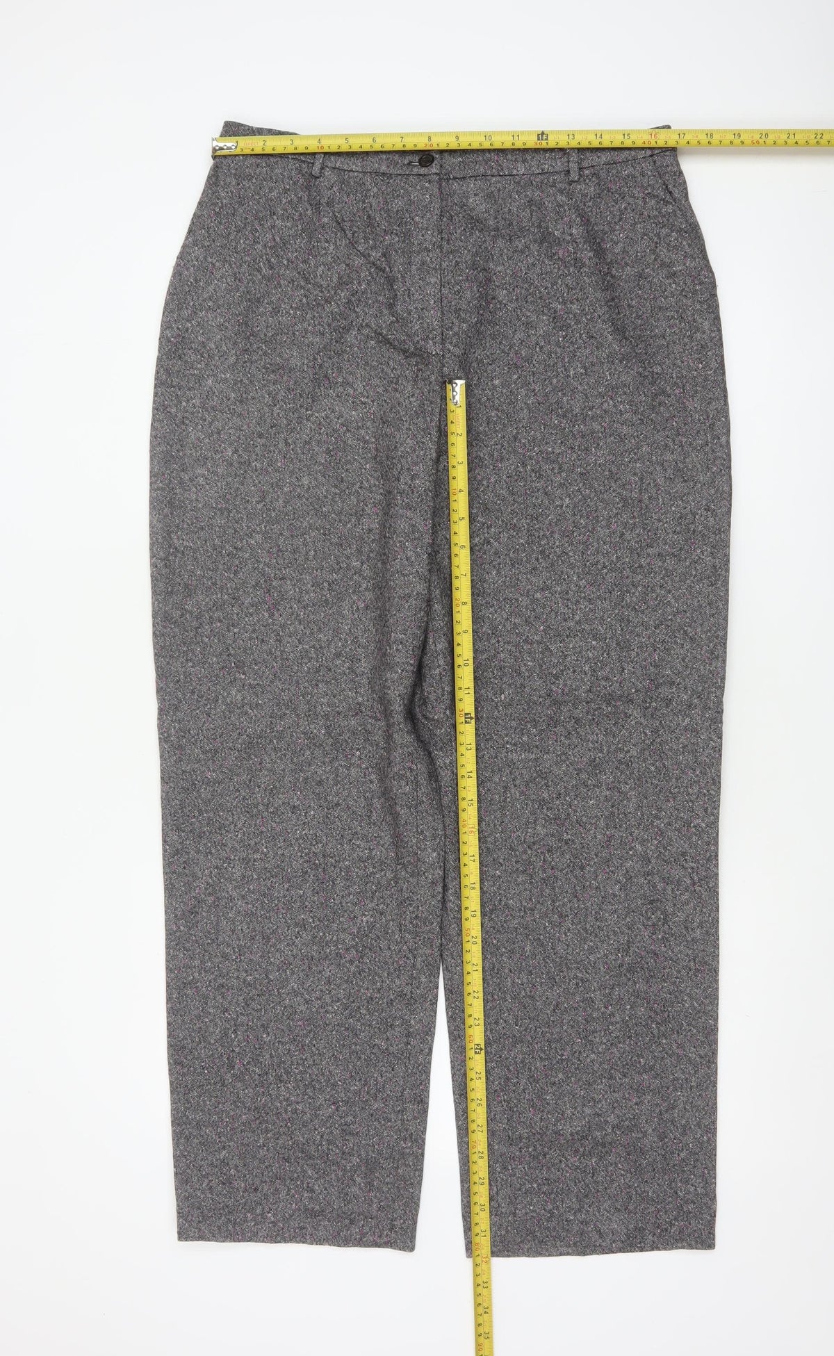 Viyella Women’s Grey Tweed Fleck Straight Trousers UK 16 Workwear