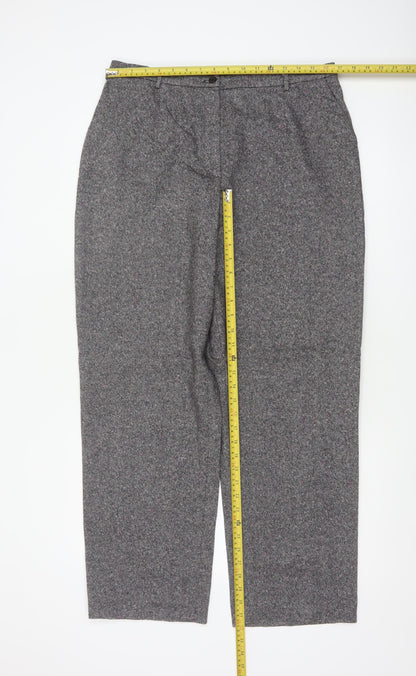 Viyella Women’s Grey Tweed Fleck Straight Trousers UK 16 Workwear