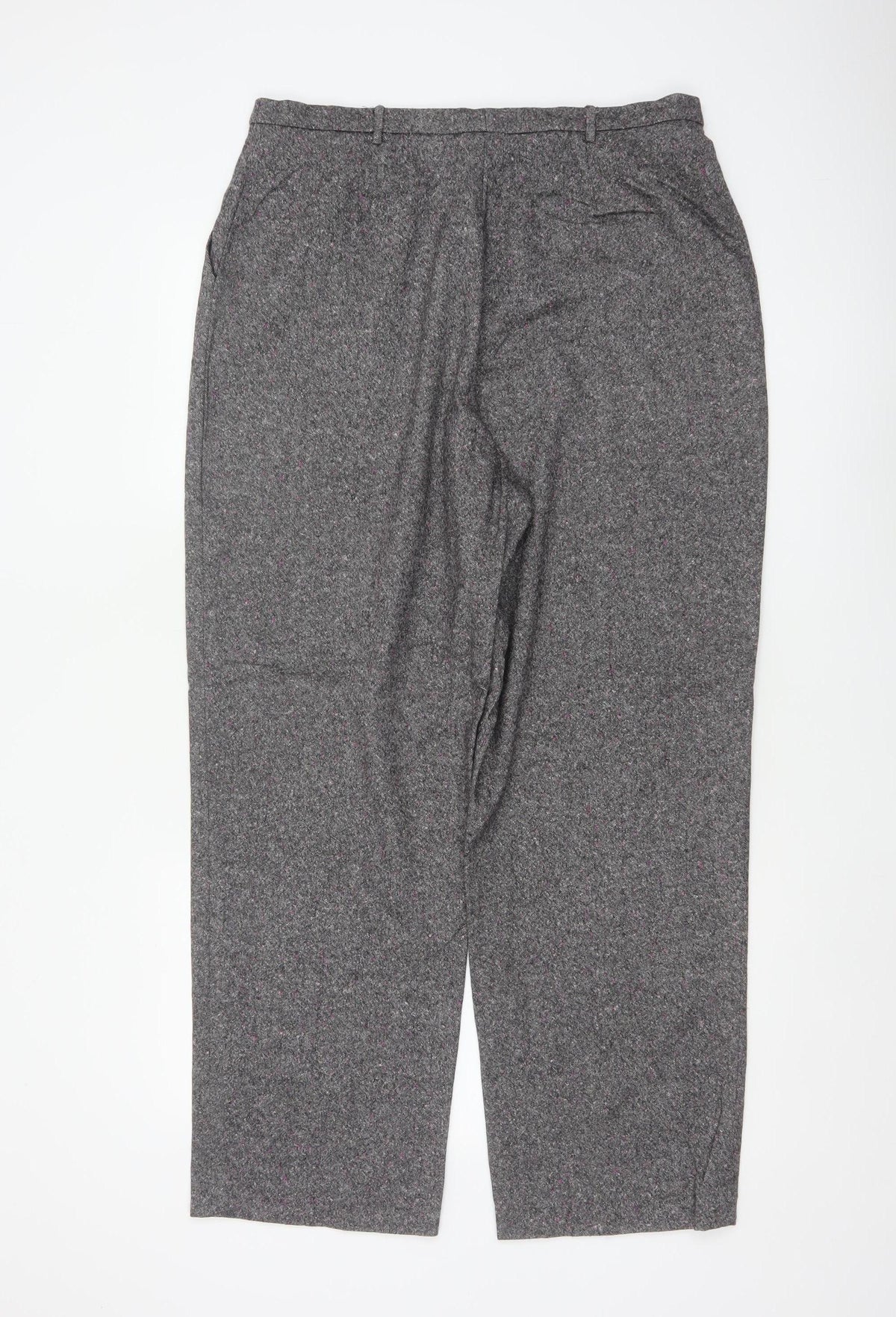 Viyella Women’s Grey Tweed Fleck Straight Trousers UK 16 Workwear