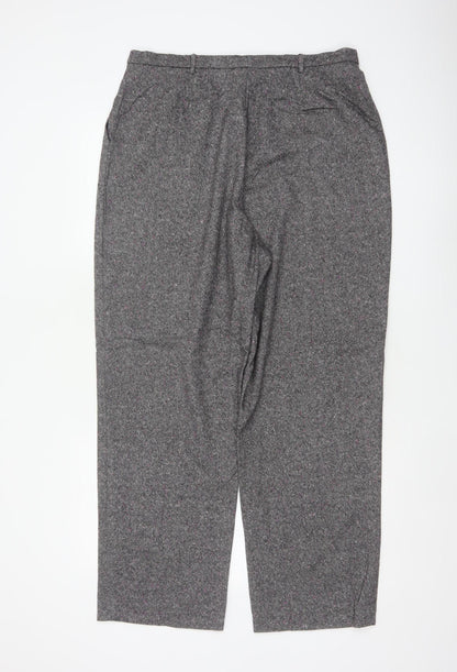 Viyella Women’s Grey Tweed Fleck Straight Trousers UK 16 Workwear