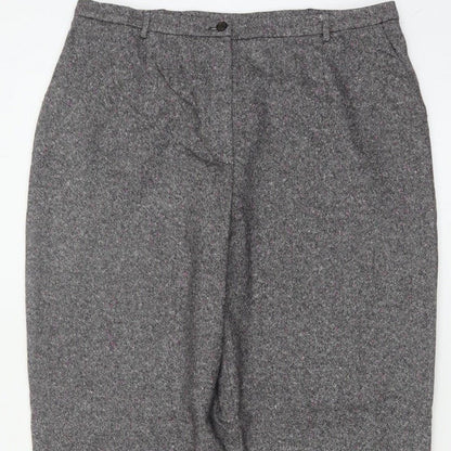 Viyella Women’s Grey Tweed Fleck Straight Trousers UK 16 Workwear