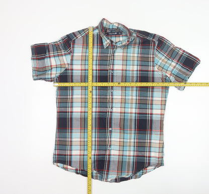 Nautica Men Multicolour Plaid Cotton Button-Down Short Sleeve Shirt S
