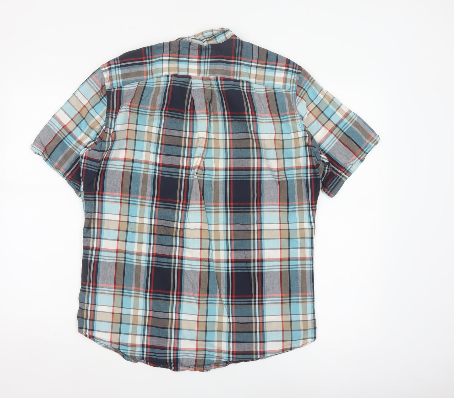 Nautica Men Multicolour Plaid Cotton Button-Down Short Sleeve Shirt S