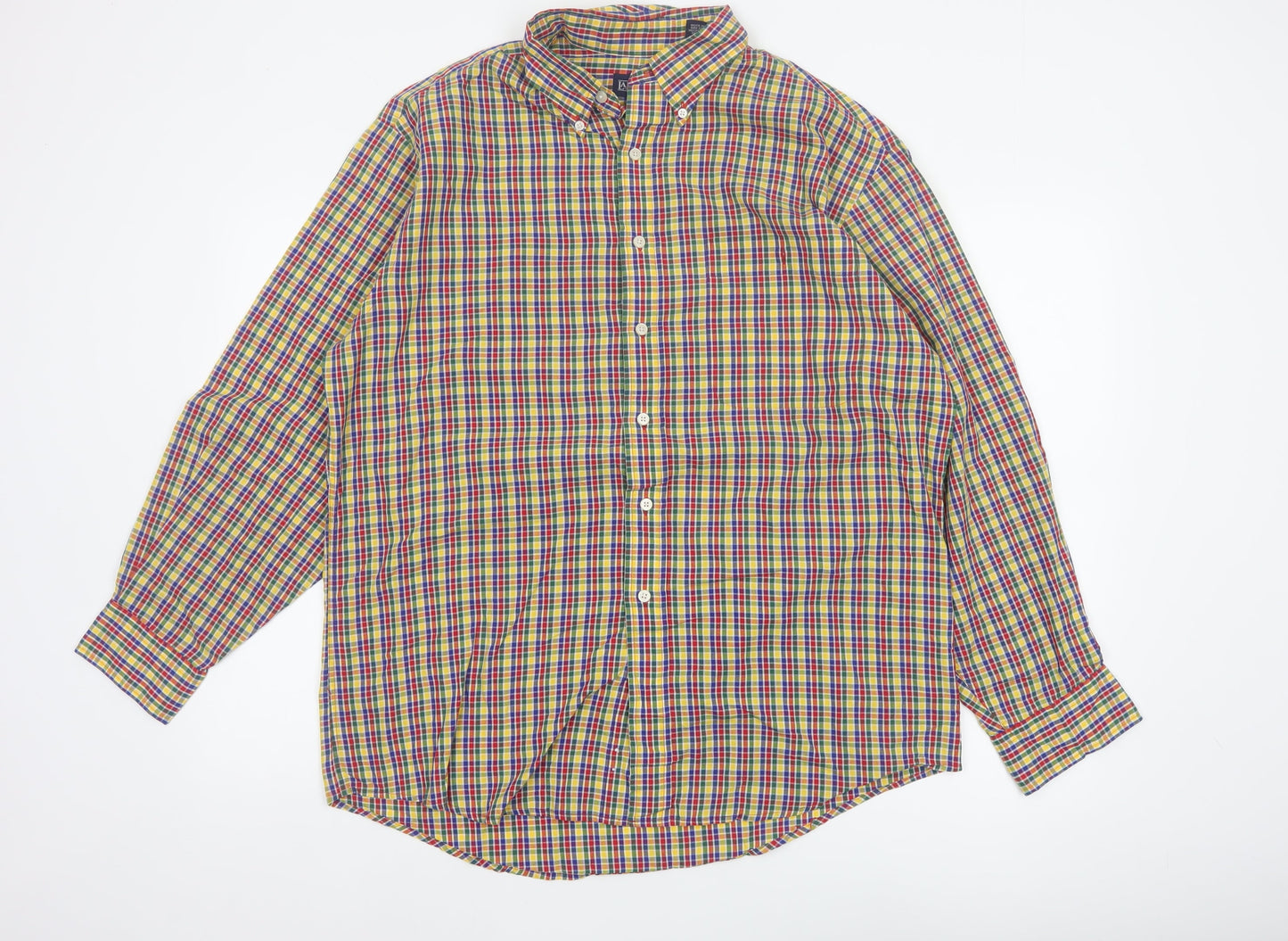 Lands' End Men’s Multicoloured Check Button-Down Shirt M Regular