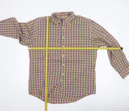 Lands' End Men’s Multicoloured Check Button-Down Shirt M Regular