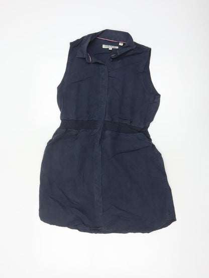 Jack Wills Women Navy UK 8 Sleeveless Shirt Dress Collared Lyocell