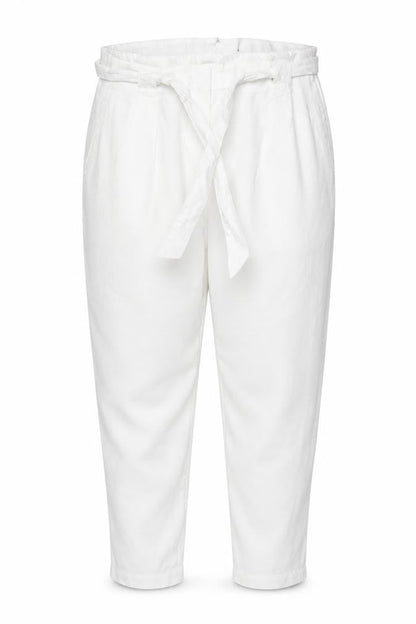 Marks & Spencer Women White Linen Paperbag Belted Tapered Trousers Size 22