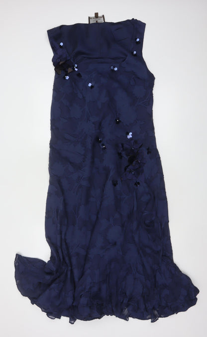Fenn Wright Manson Women Blue UK 16 Long Mermaid Silk Floral Dress