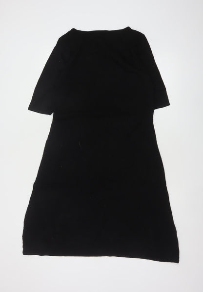 Per Una Women Black Size 12 Long Fit & Flare Knit Dress