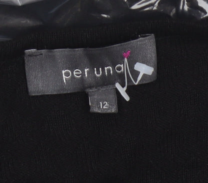 Per Una Women Black Size 12 Long Fit & Flare Knit Dress