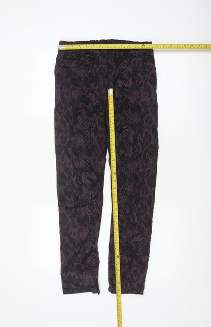 LauRie Women’s Purple Snake Print Skinny Stretch Trousers UK 8