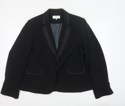 CC Women's Black UK 18 Tuxedo Blazer Satin Shawl Lapel