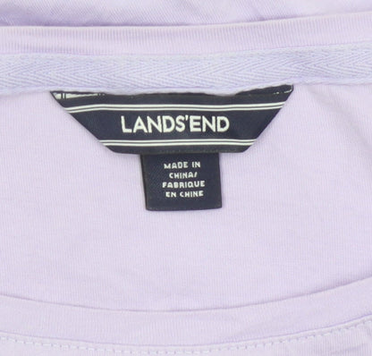 Lands' End Women Purple XL Cotton Crochet Trim Cap Sleeve Blouse