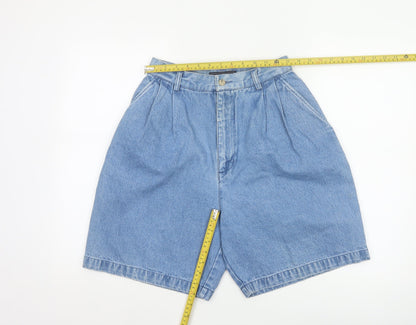 British Khaki Women's Blue UK 8 Pleated Denim Bermuda Shorts