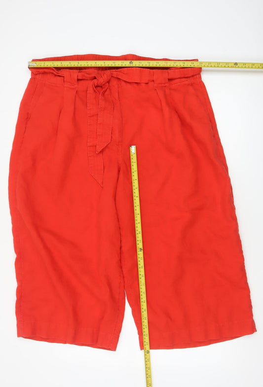 Marks and Spencer Women's Red Size 24 Paperbag Linen Trousers