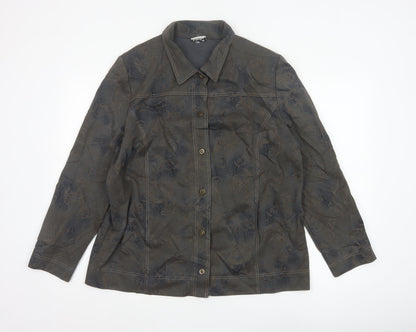 Finn Karelia Women Grey Paisley Button Jacket UK 20 Collared Cotton Blend