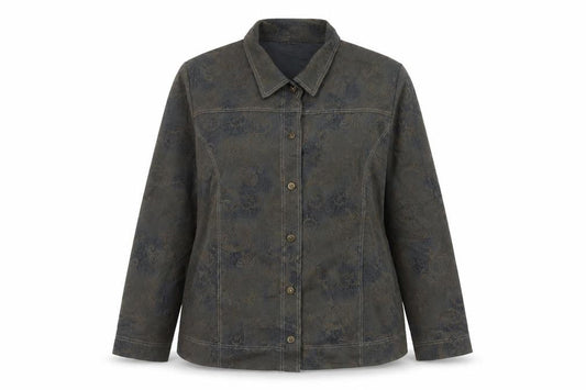 Finn Karelia Women Grey Paisley Button Jacket UK 20 Collared Cotton Blend