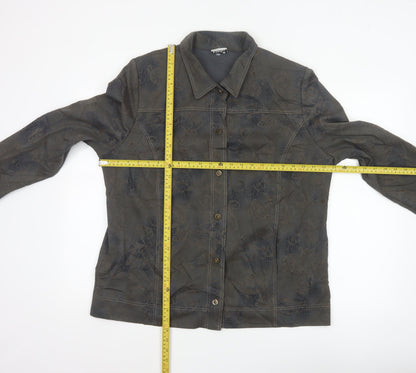 Finn Karelia Women Grey Paisley Button Jacket UK 20 Collared Cotton Blend
