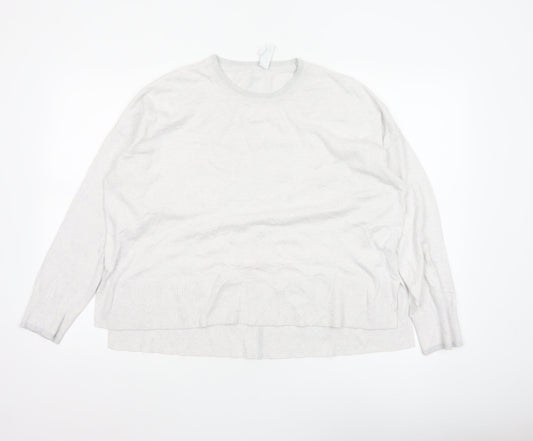 White Label Women’s Silver L Fine Knit Crew Neck Glitter Jumper