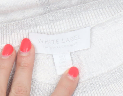 White Label Women’s Silver L Fine Knit Crew Neck Glitter Jumper