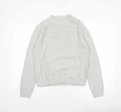 Honor Millburn Women Grey S Cable Knit Button Shoulder Pullover Jumper