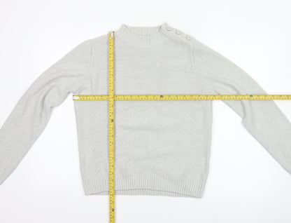 Honor Millburn Women Grey S Cable Knit Button Shoulder Pullover Jumper