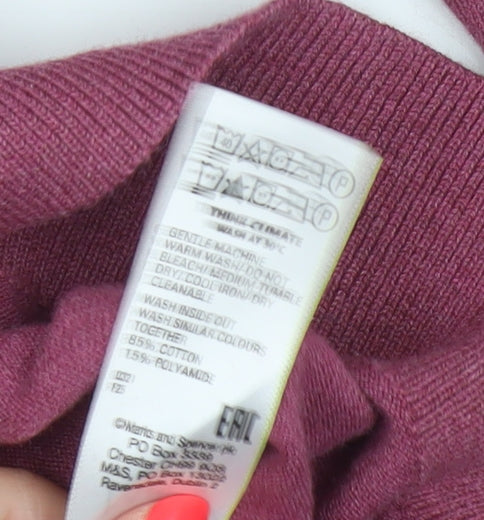 Marks and Spencer Men’s Pink L Cotton Rich 1/4 Zip Collared Jumper