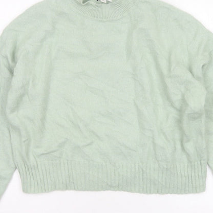 Jaeger Women’s Green M Mock Neck Raglan Knit Pullover Jumper