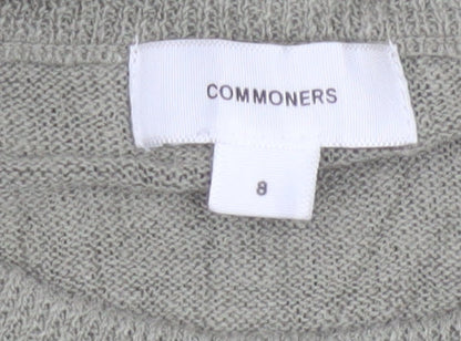 Commoners Women’s Green Linen Crew Neck Knit Pullover Jumper Size 8