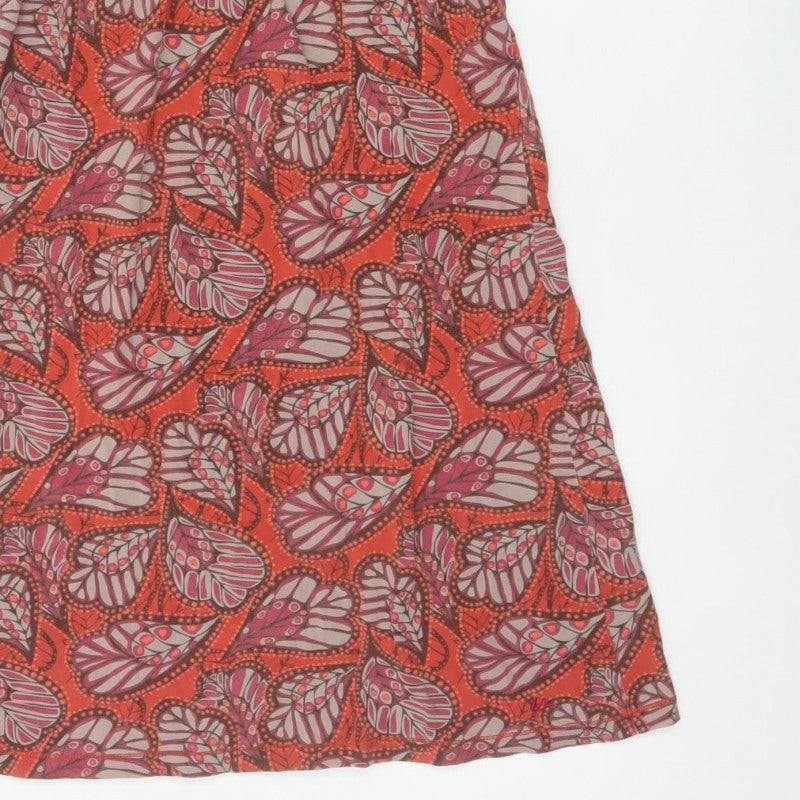 Mantary Women’s Orange Floral A-Line Knee Length Dress UK 12