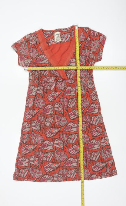 Mantary Women’s Orange Floral A-Line Knee Length Dress UK 12