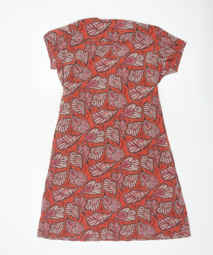 Mantary Women’s Orange Floral A-Line Knee Length Dress UK 12