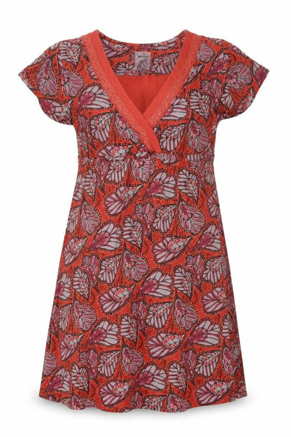 Mantary Women’s Orange Floral A-Line Knee Length Dress UK 12