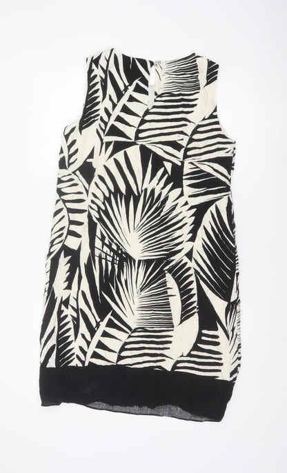Roman Petite Women Black Ivory UK 14 Shift Knee Length Tropical Dress