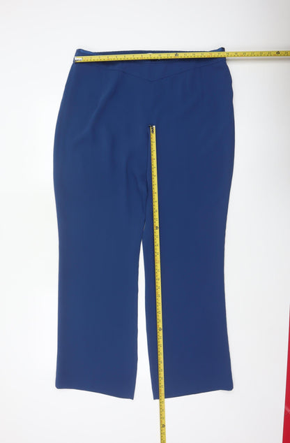 Jacques Vert Women's Blue UK 18 Wide-Leg Tailored Dress Trousers